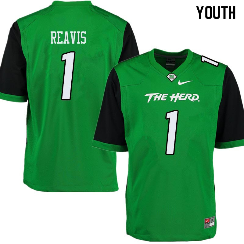 Youth #1 C.J. Reavis Marshall Thundering Herd College Football Jerseys Sale-Green - Click Image to Close